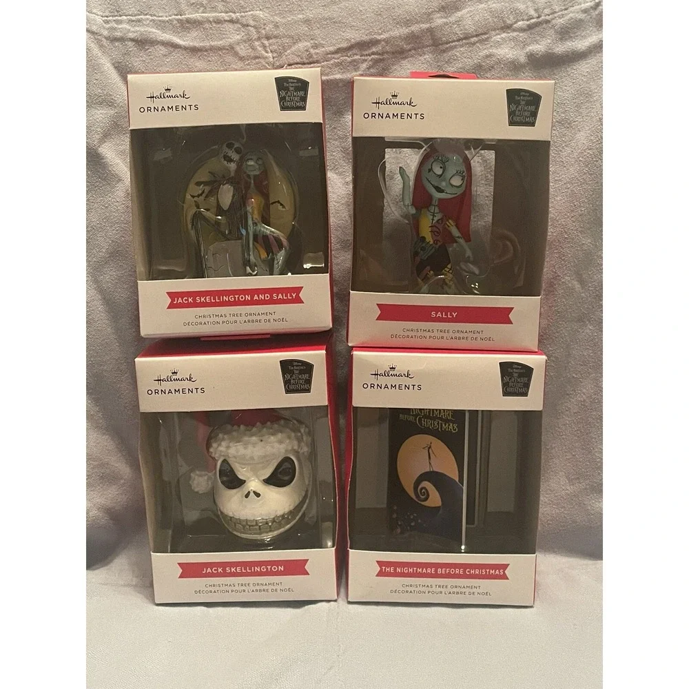 NEW 4 Hallmark Ornaments The Nightmare Before Christmas Jack Skellington & Sally